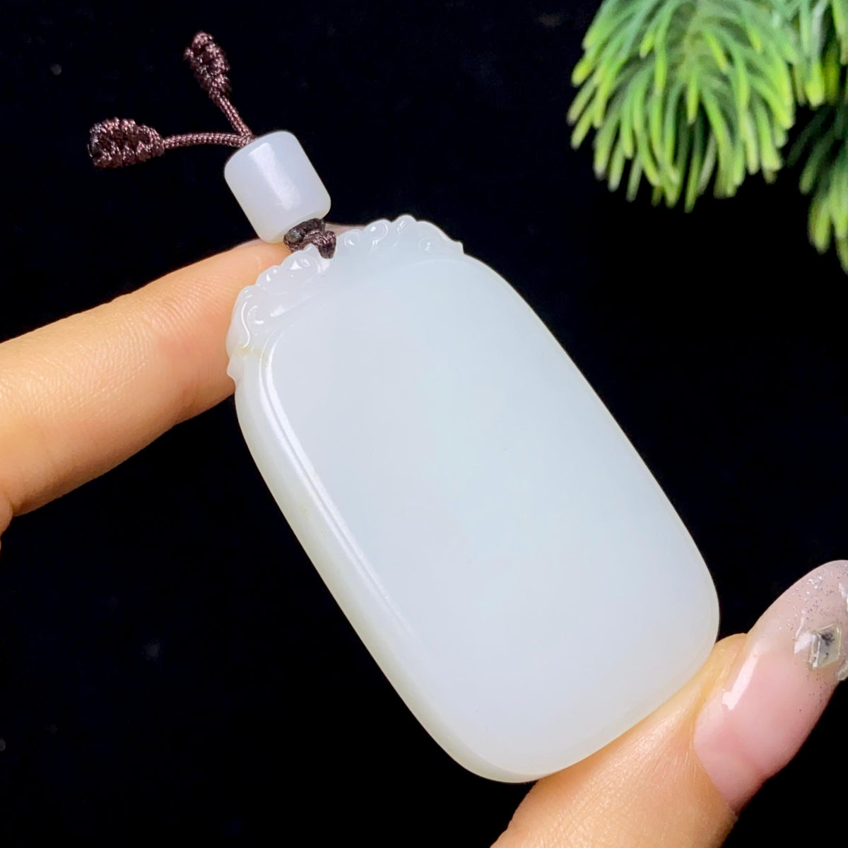 和田玉糖白无事牌（32.3g）