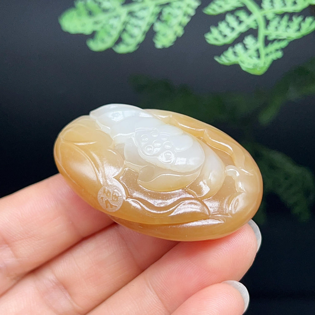和田玉糖羊脂白玉花开富贵莲花挂件（41.1g）