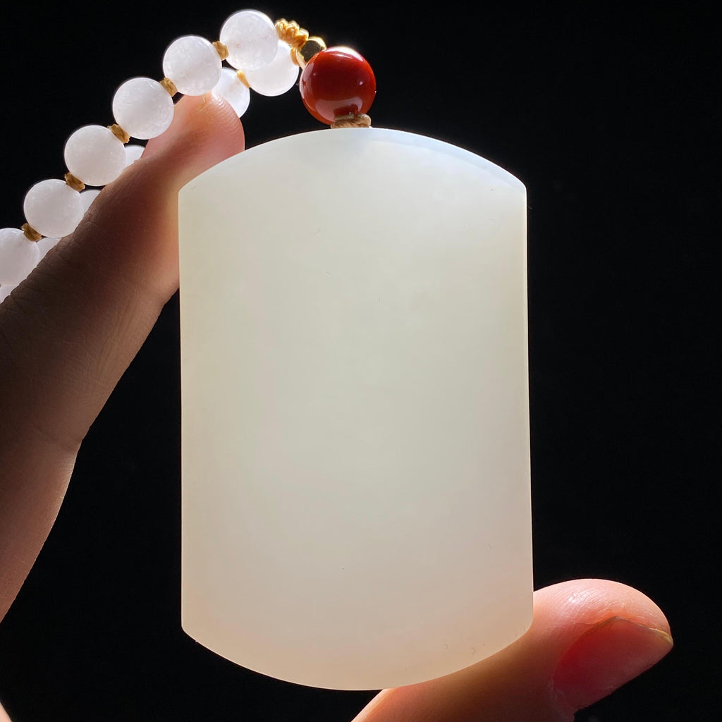 和田玉白玉无事牌（48.9g）