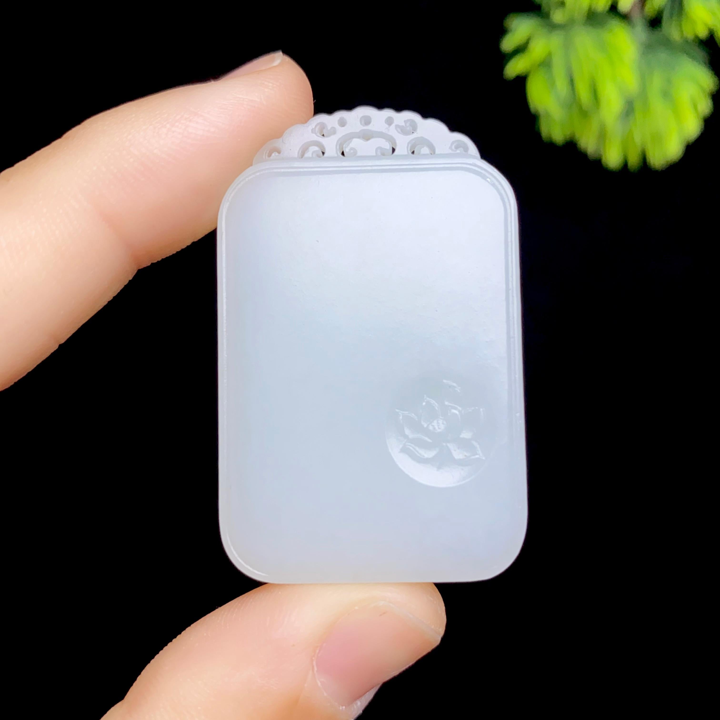 和田玉羊脂白玉平安无事牌（21.4g）