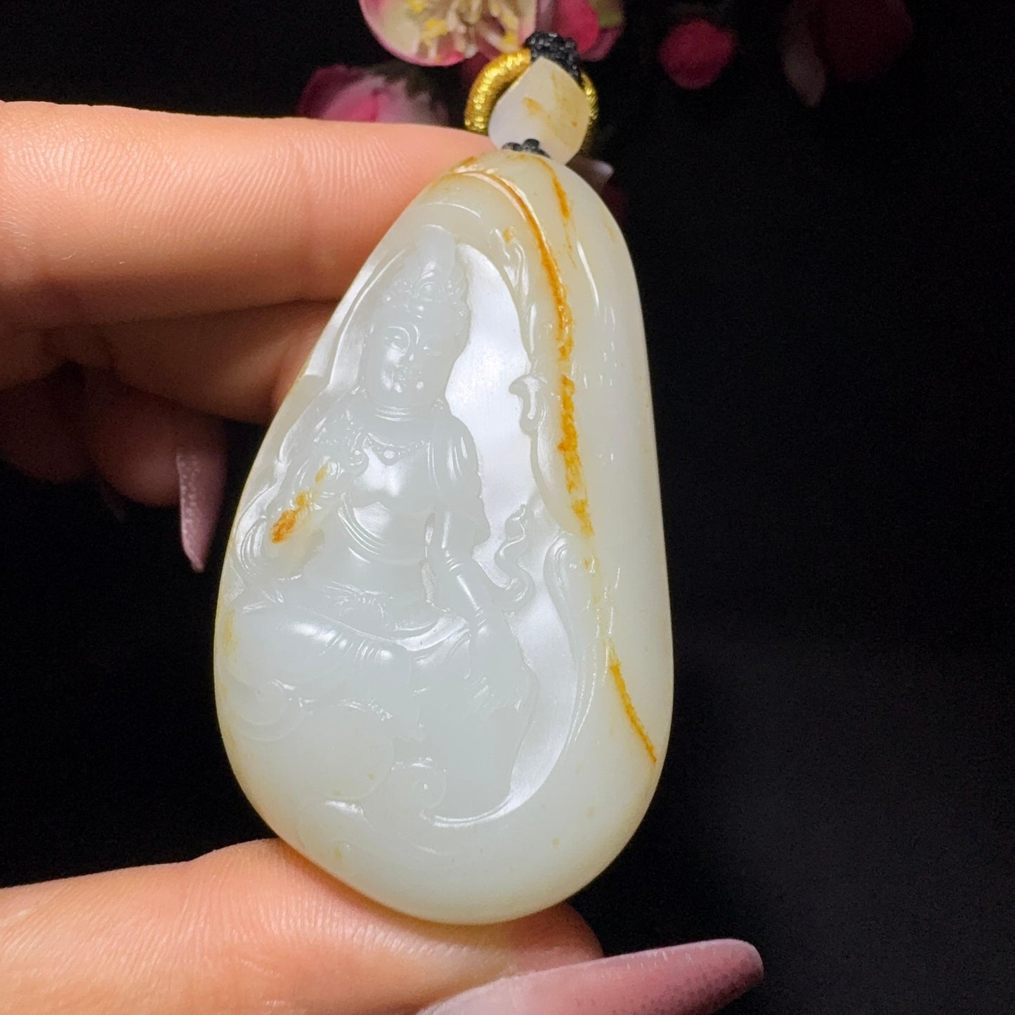 和田玉籽料观音挂件（50.8g）