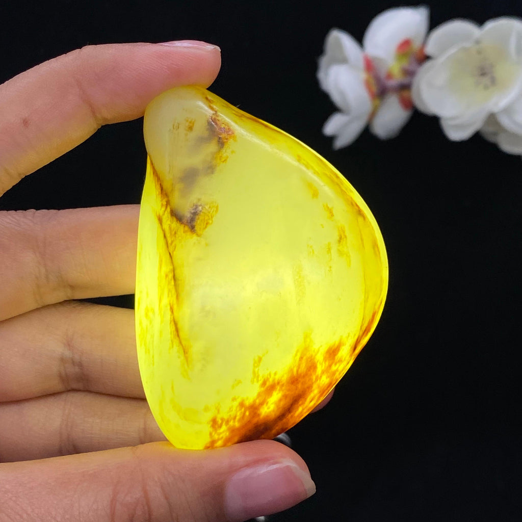 和田玉聚红皮籽料手把件（100g）