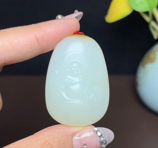 新疆和田玉且末料羊脂玉佛公（29.5g）