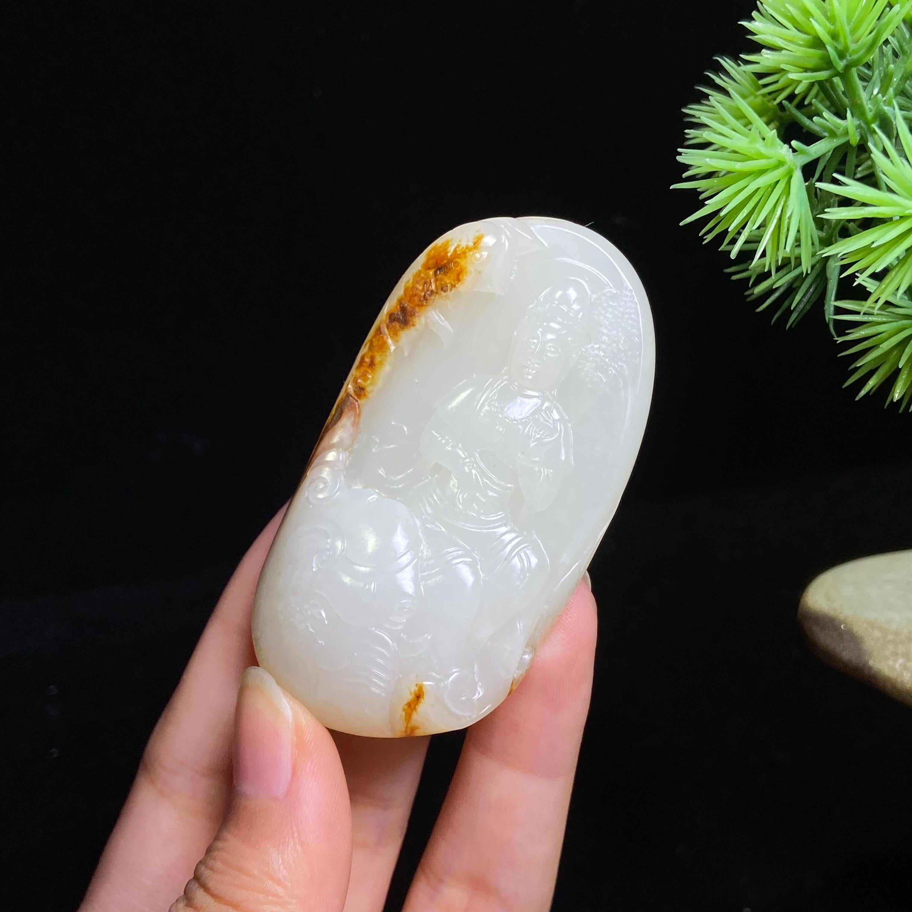 和田玉籽料普贤菩萨（55.6g）