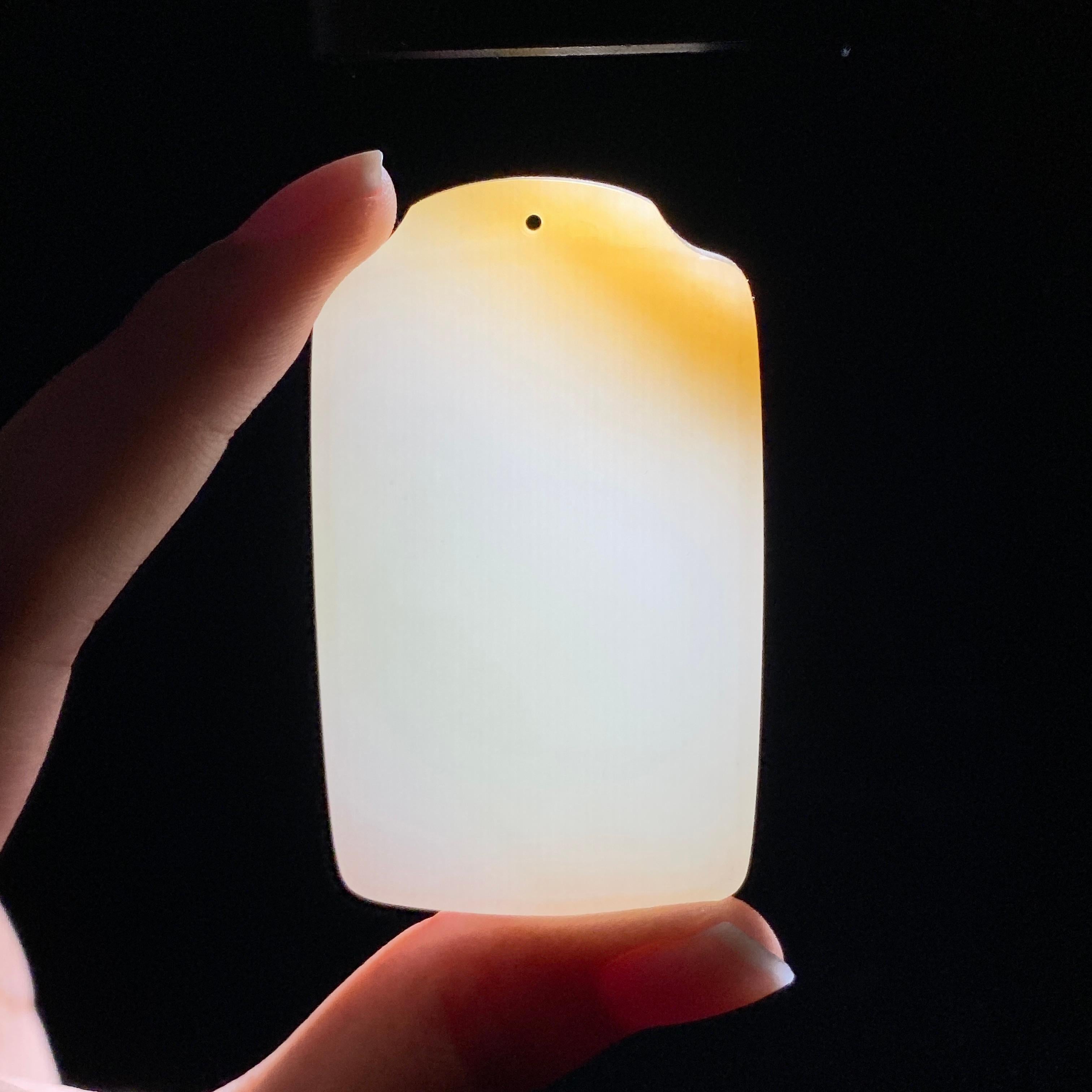 和田玉糖白无事牌（46.6g）