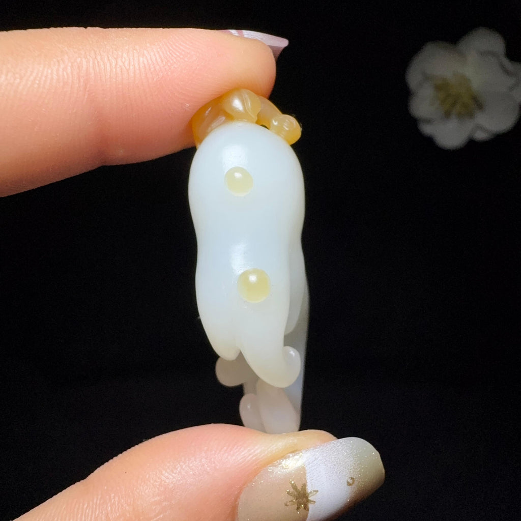 和田玉糖白挂件福寿（15.5g）