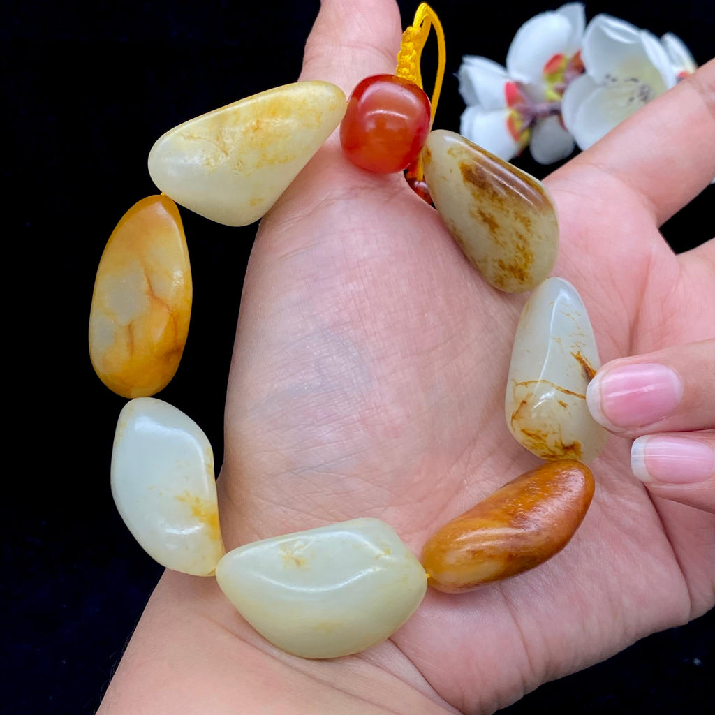 和田玉红皮籽料【精品手串】（118g）