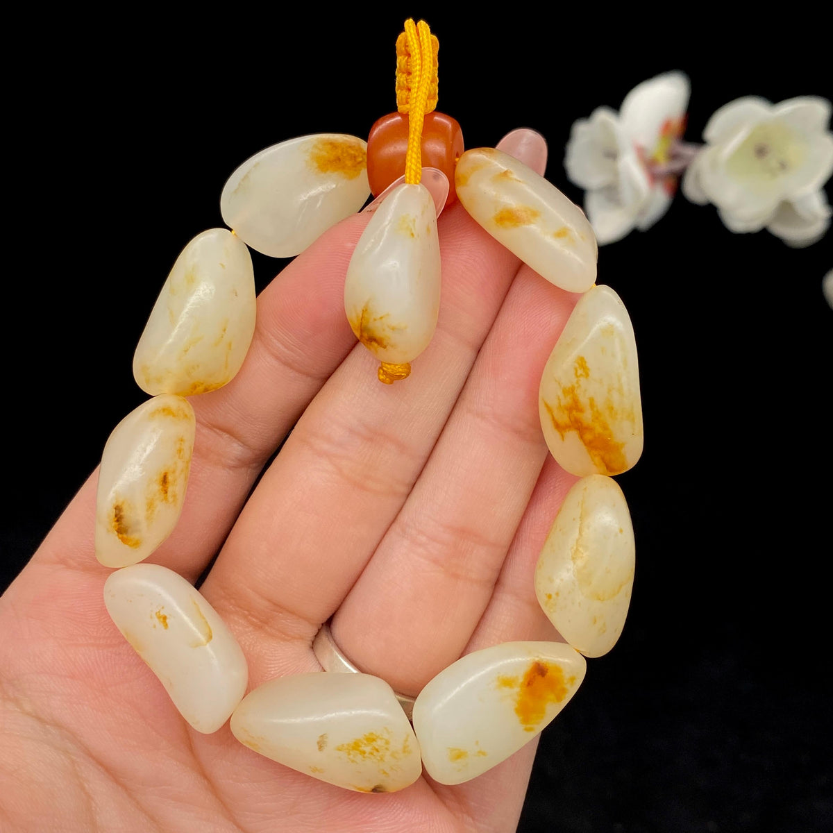 和田玉洒金皮籽料【精品手串】（46.1g）