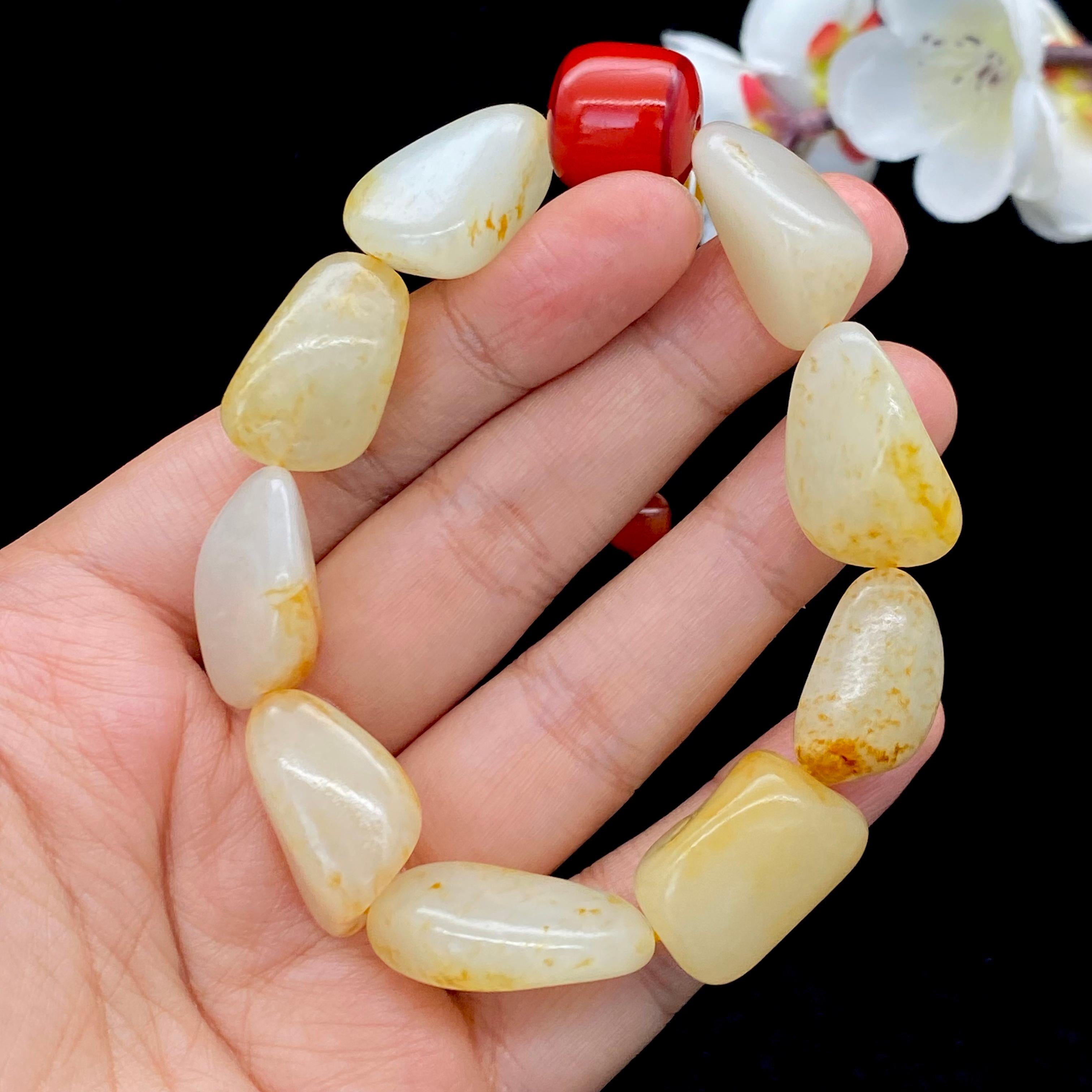 和田玉洒金皮【精品手串】（56.3g）