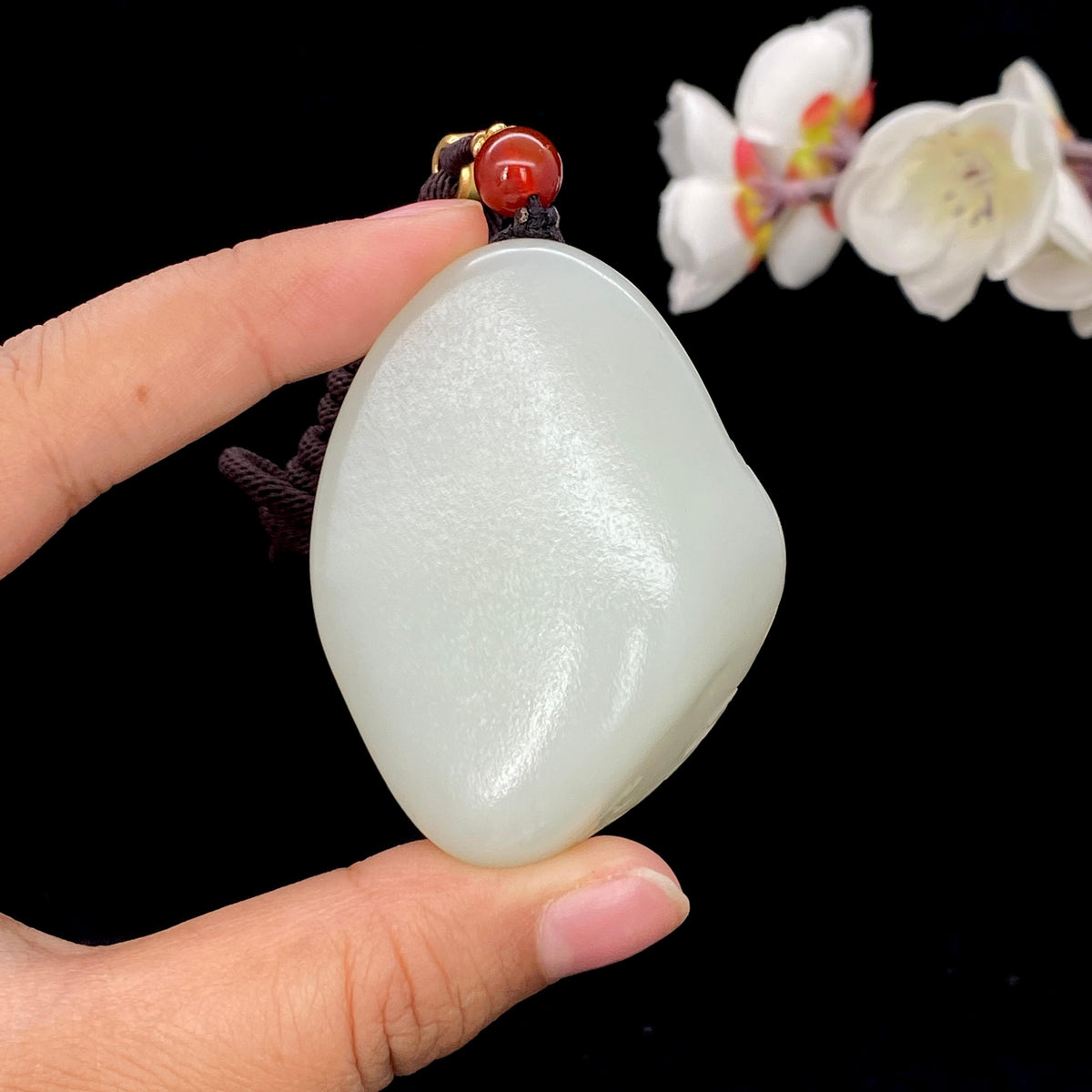 和田玉白玉籽料独籽雕刻【玉龙观音】挂件（72.3g）