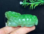 和田玉碧玉特色三色料龙龟手把件（82.4g）