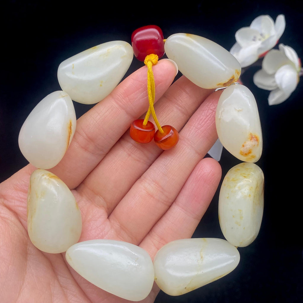和田玉洒金皮籽料【精品手串】（112.6g）
