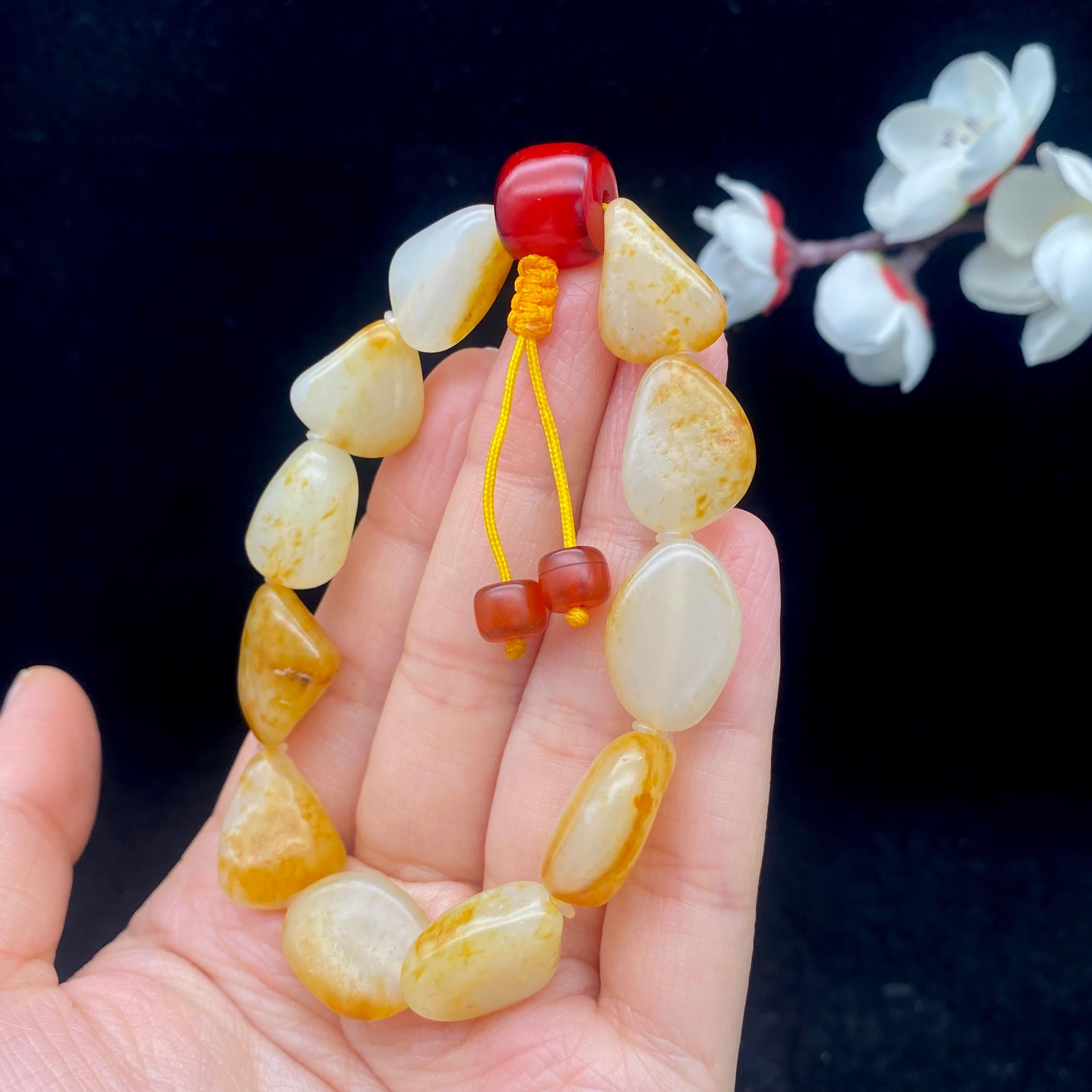 和田玉洒金皮籽料【精品手串】（34.2g）