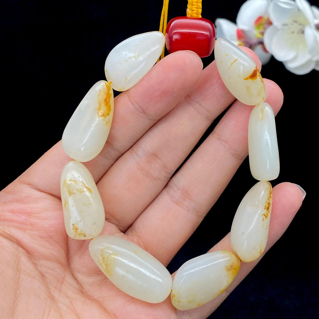 和田玉洒金皮籽料【精品手串】（49g）