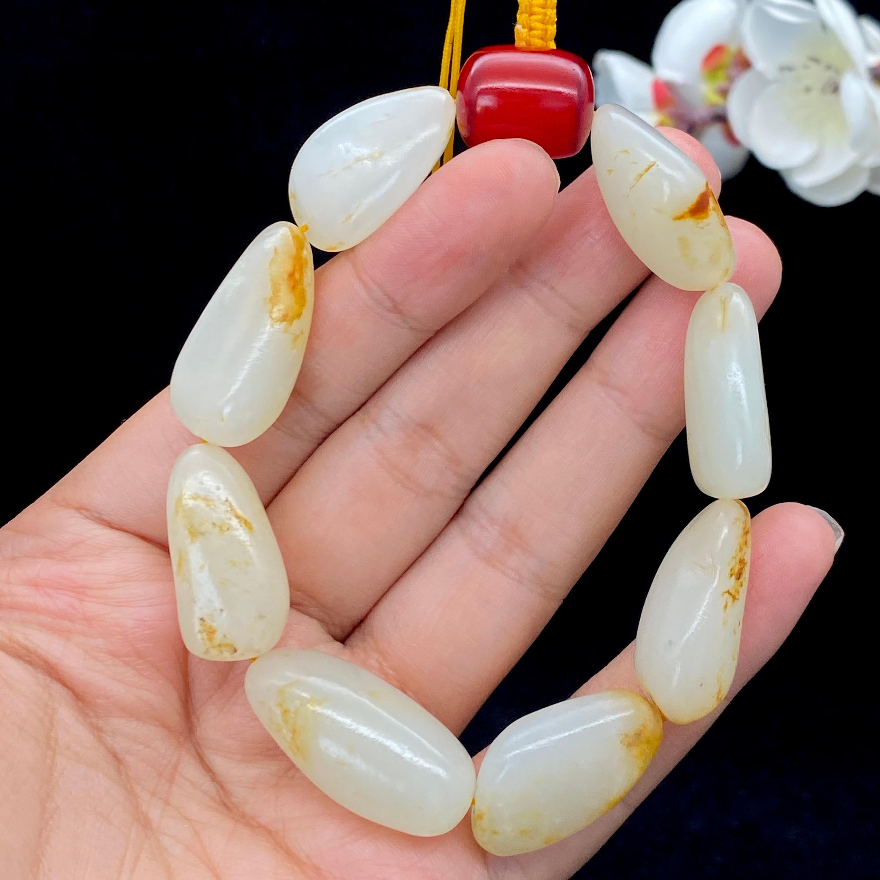 和田玉洒金皮籽料【精品手串】（49g）