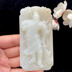 和田玉糖白【关公】手把件（130g）