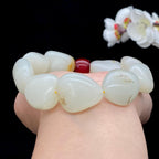 和田玉白玉带黄皮籽料【精品手串】（94.1g）