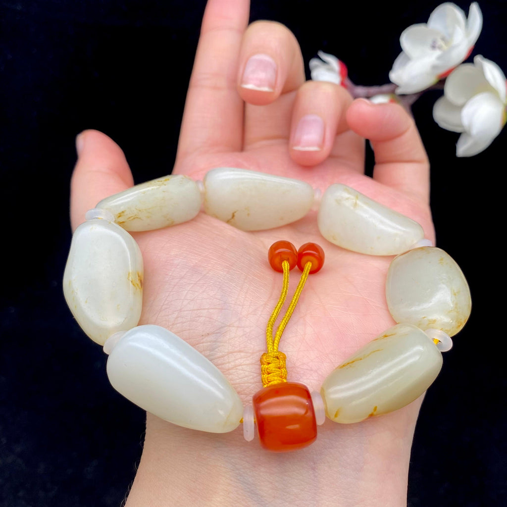 和田玉洒金皮籽料【精品手串】（71g）