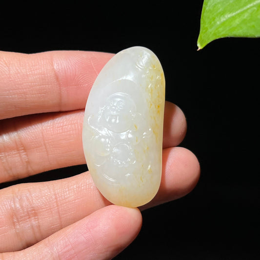 和田玉籽料洒金皮佛公挂件（15.4g）