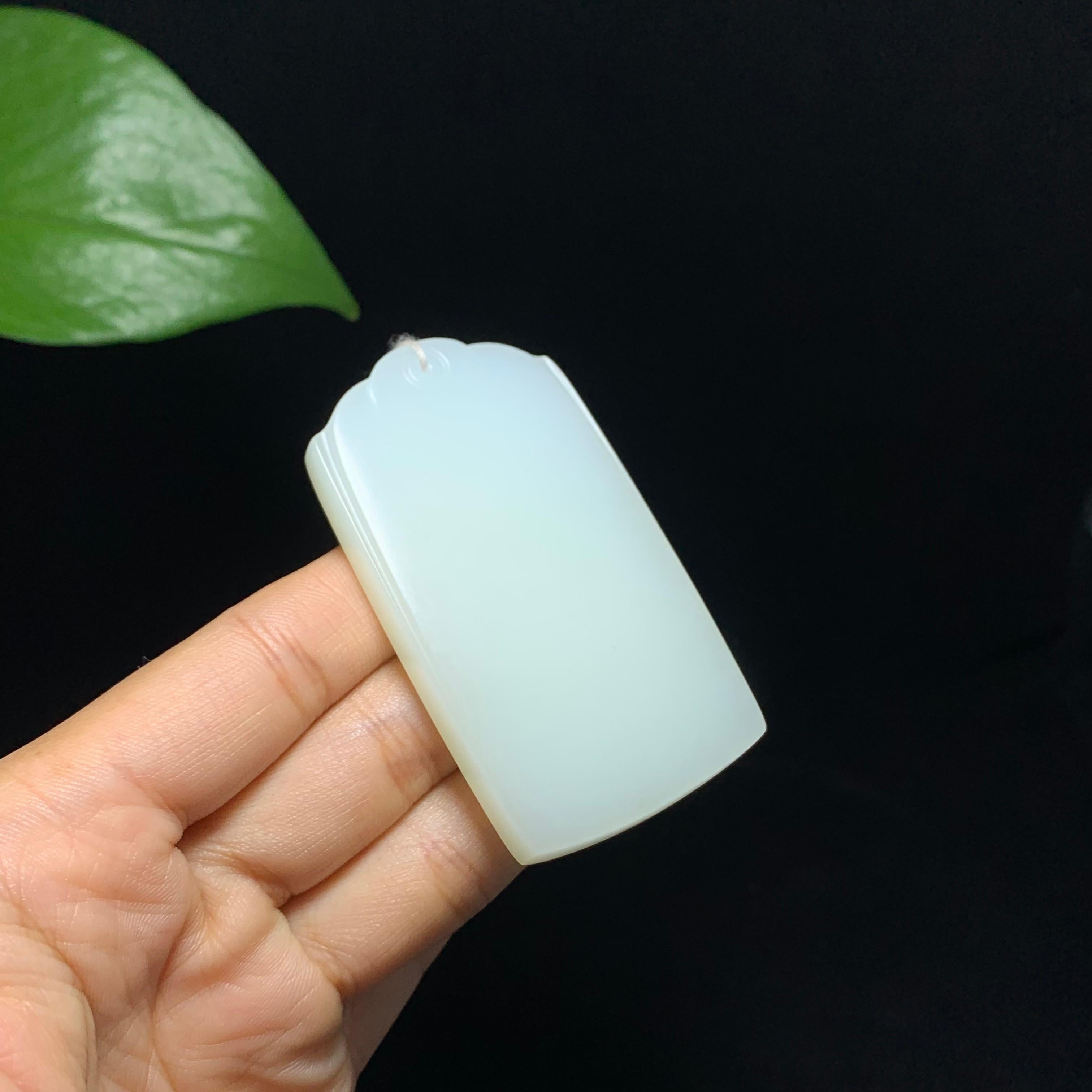 收藏级和田山料羊脂白玉无事牌挂件（54.5g）