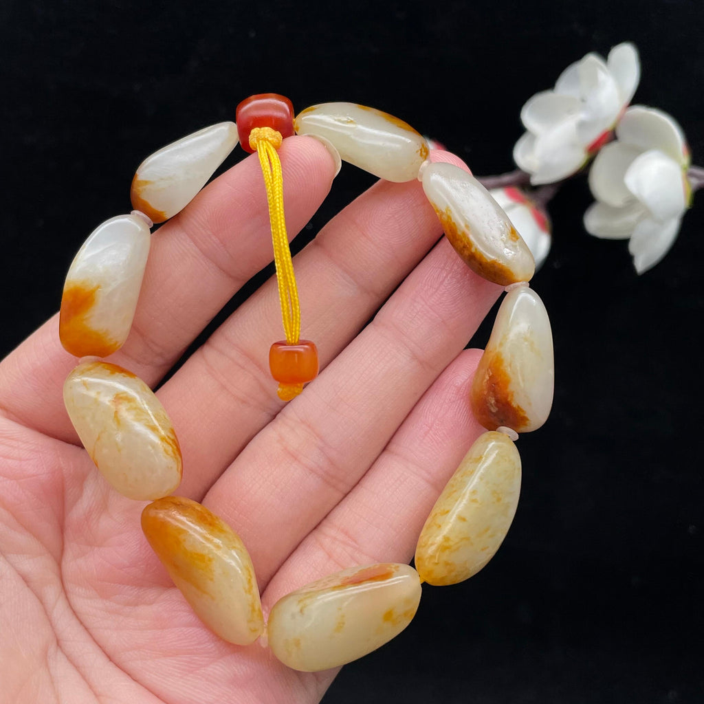 和田玉聚红皮籽料【精品手串】（34.4g）
