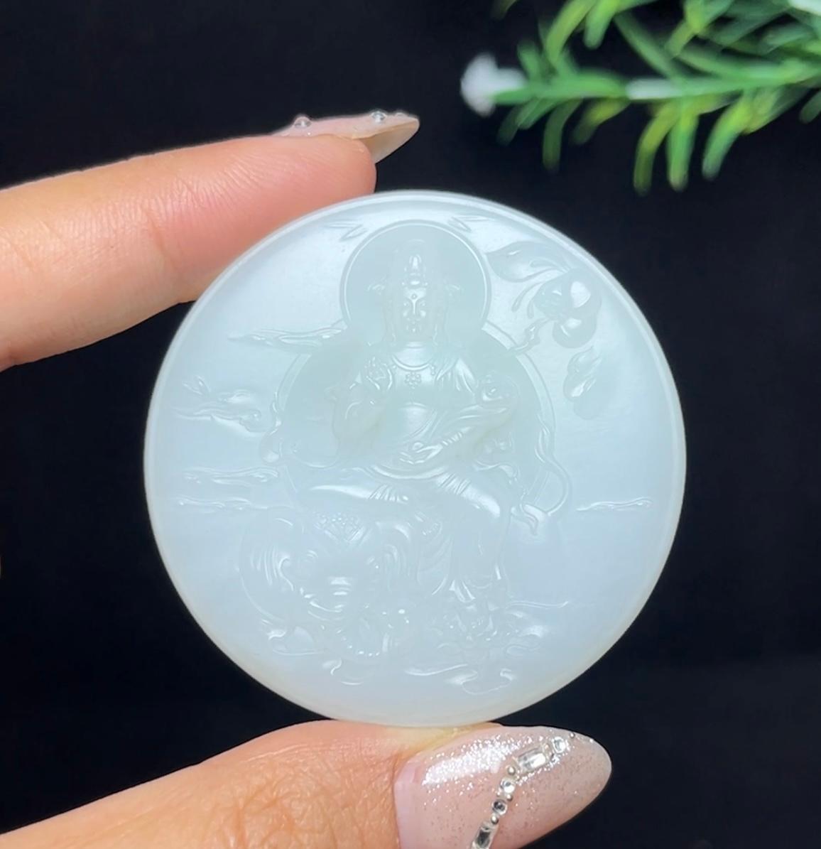 和田玉羊脂白玉普贤菩萨（52.9g）
