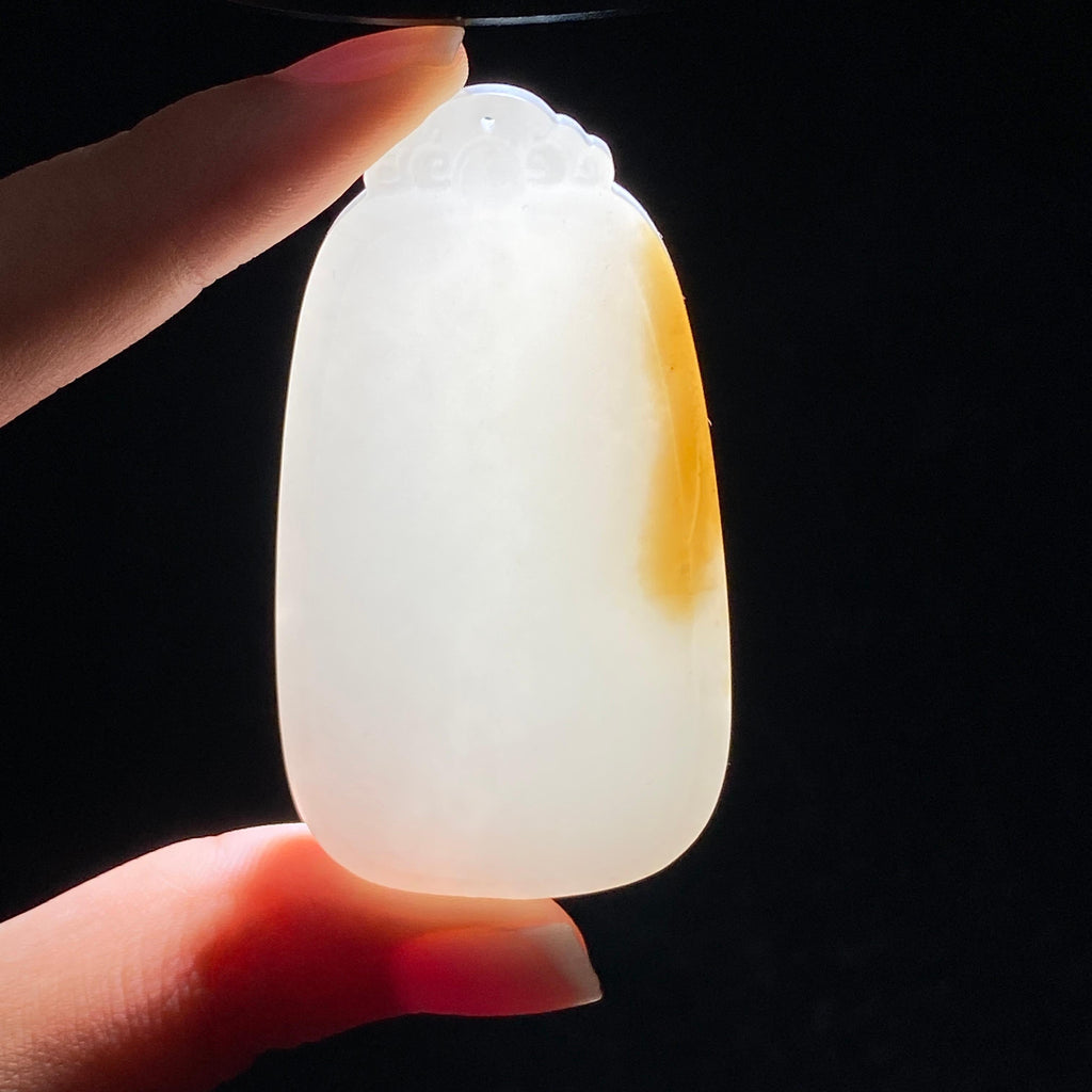 和田玉糖白无事牌（38.8g）