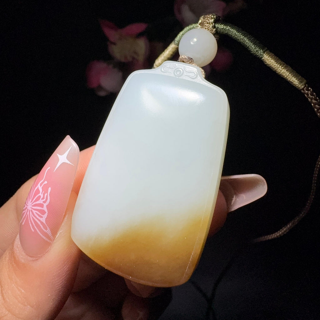 和田玉糖白平安牌（27.8g）