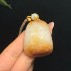 高品质和田玉糖白玉弥勒佛挂件（32.5g）
