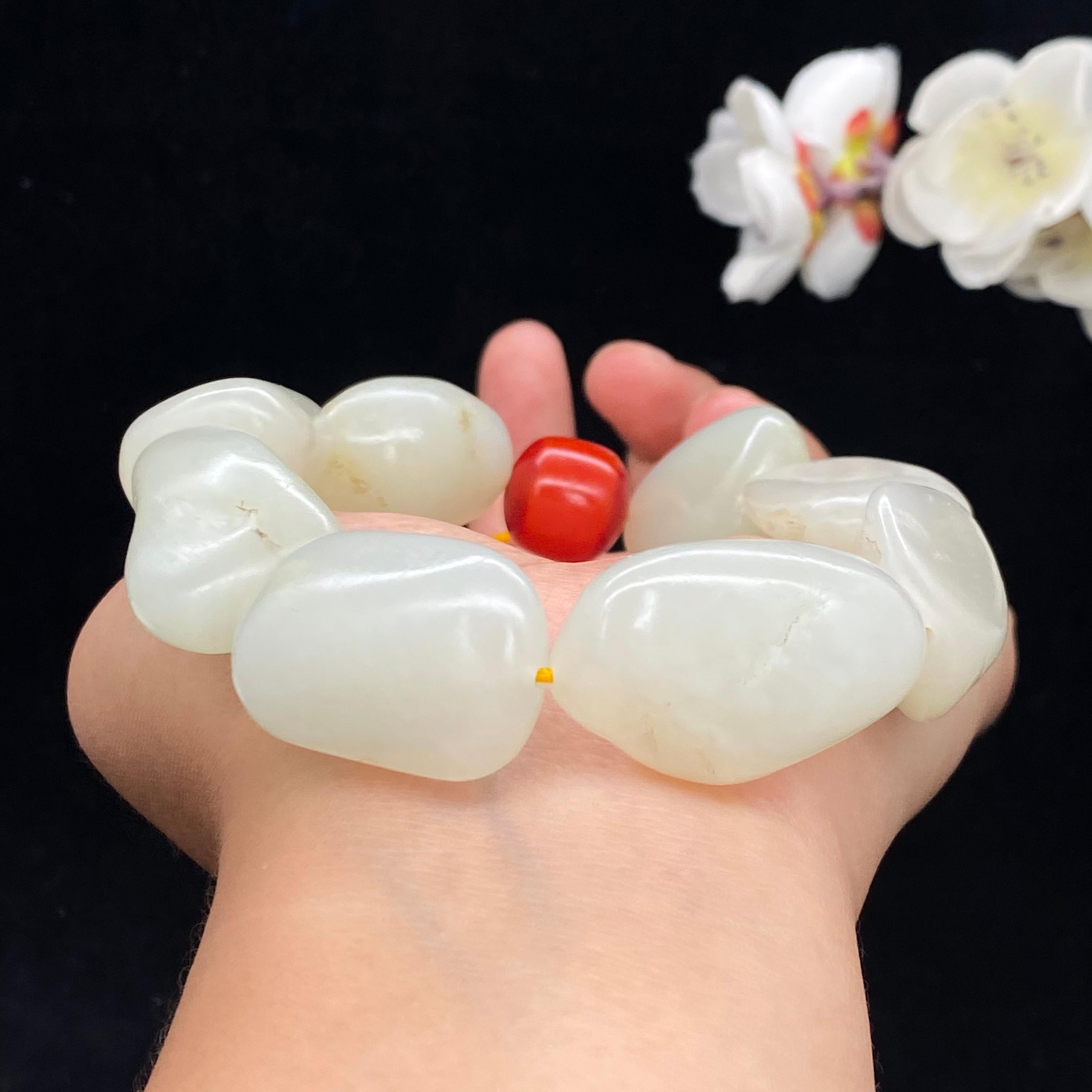 和田玉白玉籽料【精品手串】（96.4g）