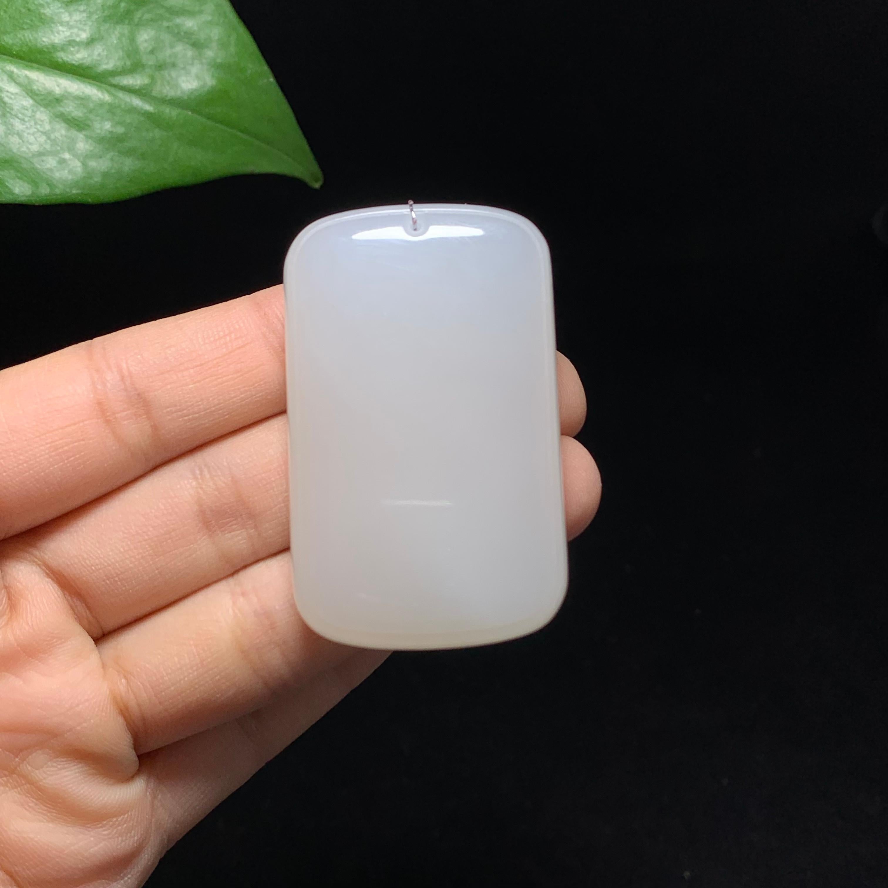收藏级和田山料冰底白玉无事牌挂件（47.5g）