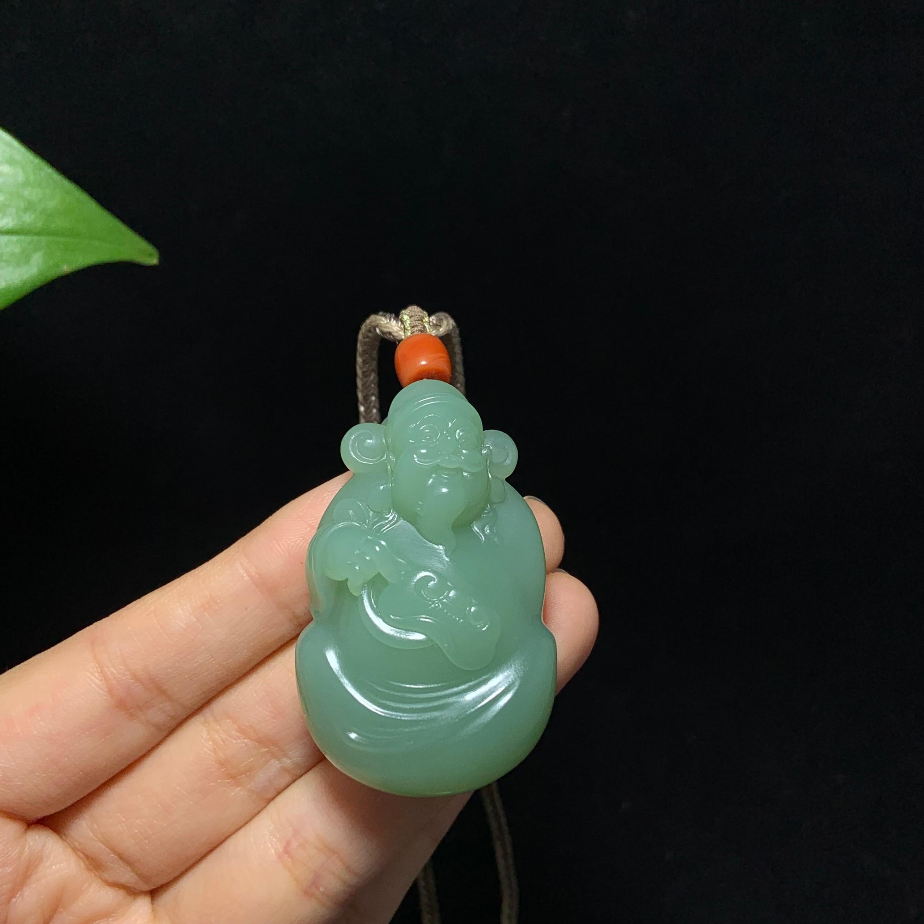 收藏级和田籽料沙枣财神挂件（38.5g）