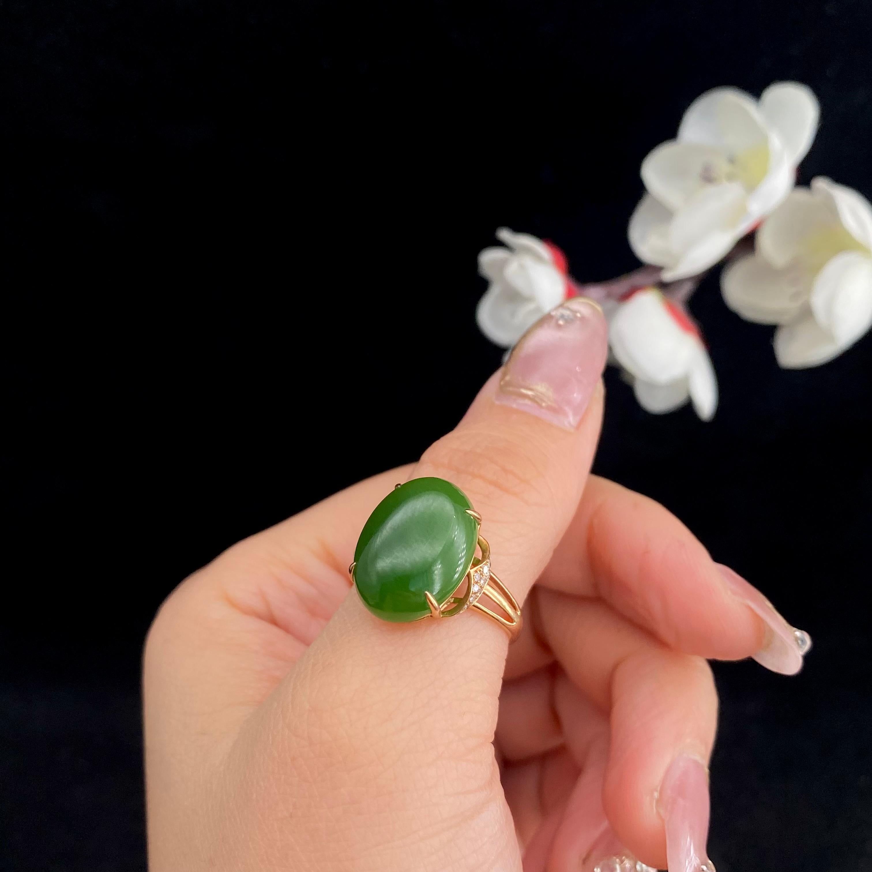 和田玉碧玉18k金镶【戒指】（4g）