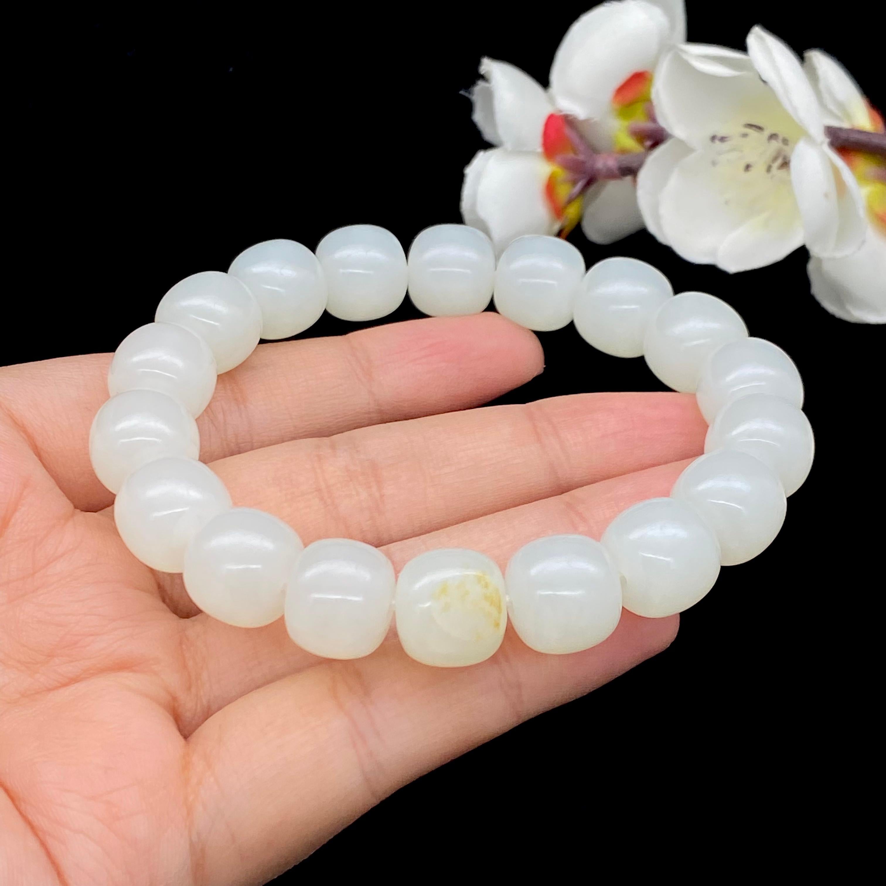 和田玉白玉籽料【老型珠手串】（54.6g）