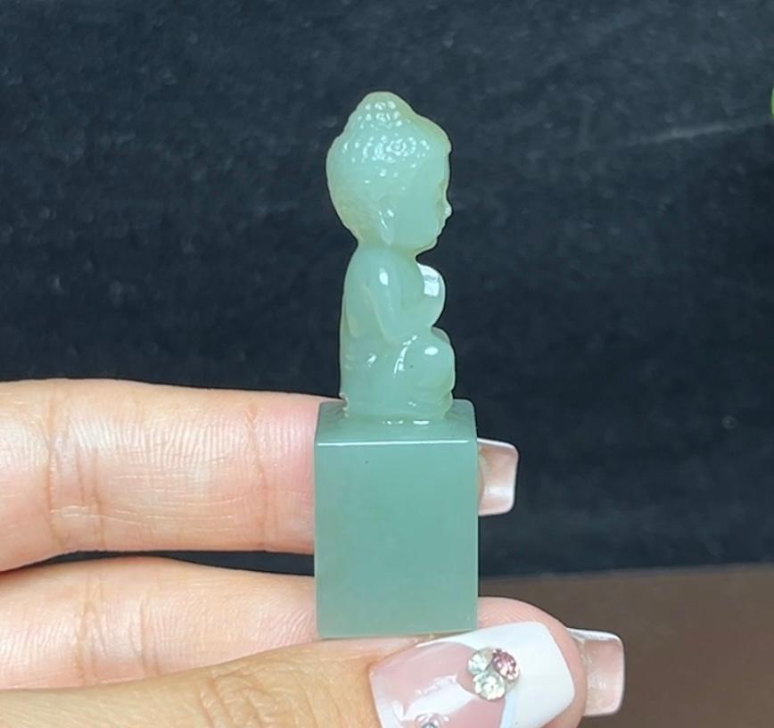 新疆和田玉且末蓝宝宝佛摆件（20.3g）