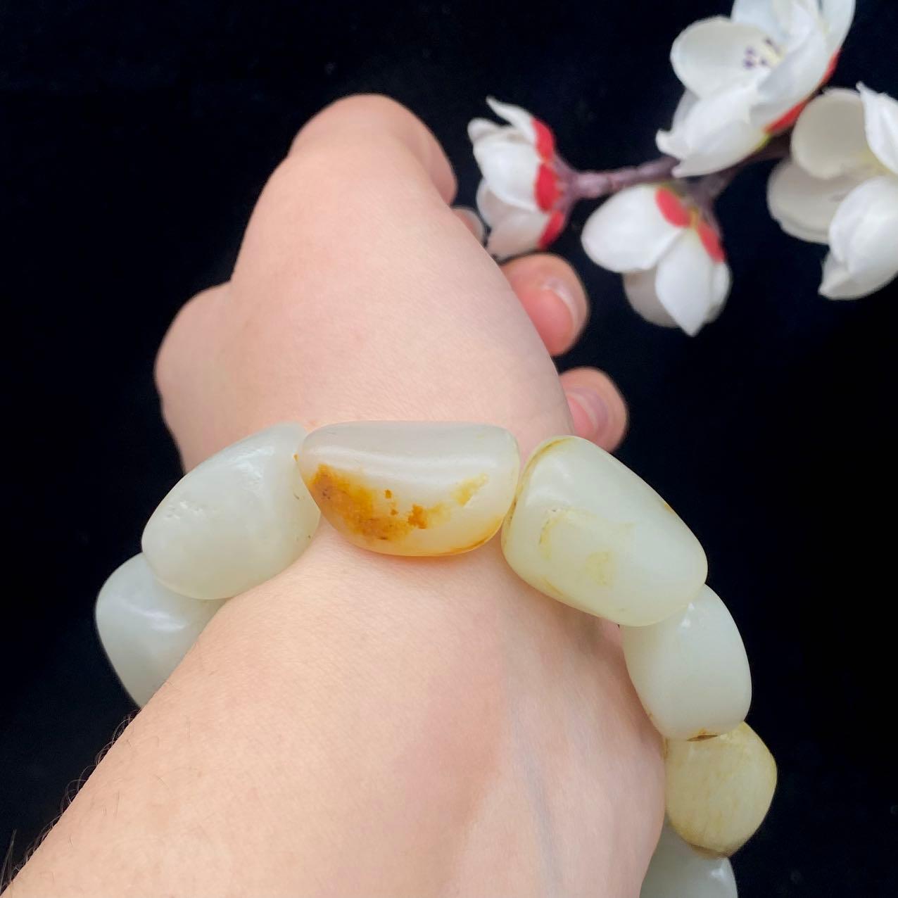 和田玉洒金皮【精品手串】（64g）