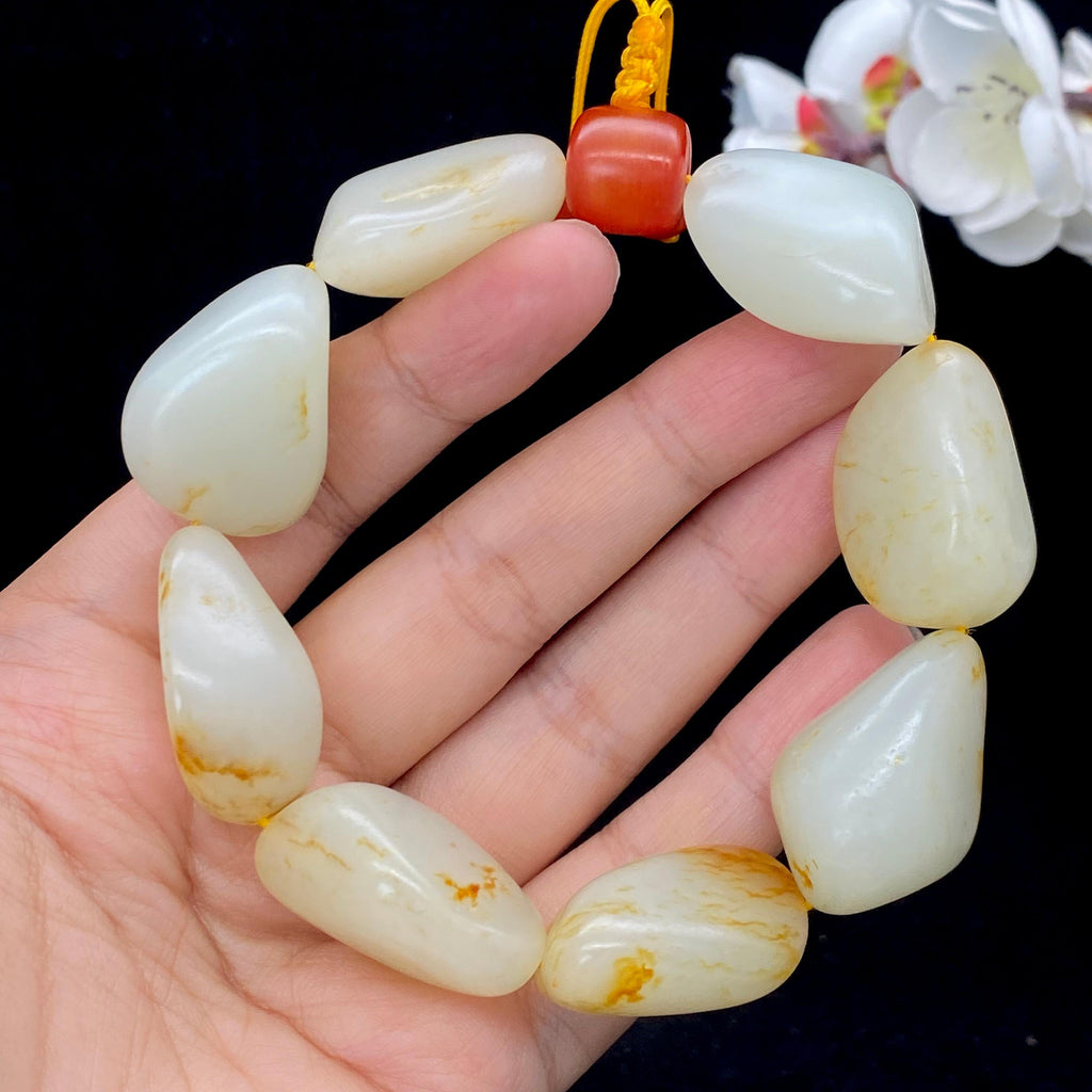和田玉洒金皮籽料【精品手串】（106g）