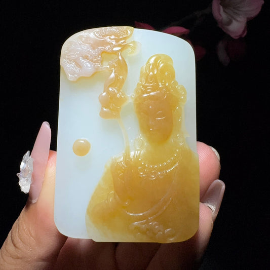 和田玉糖白玉观音挂件（80.9g）