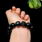 和田玉籽料黑青老型珠手串（63.8g）