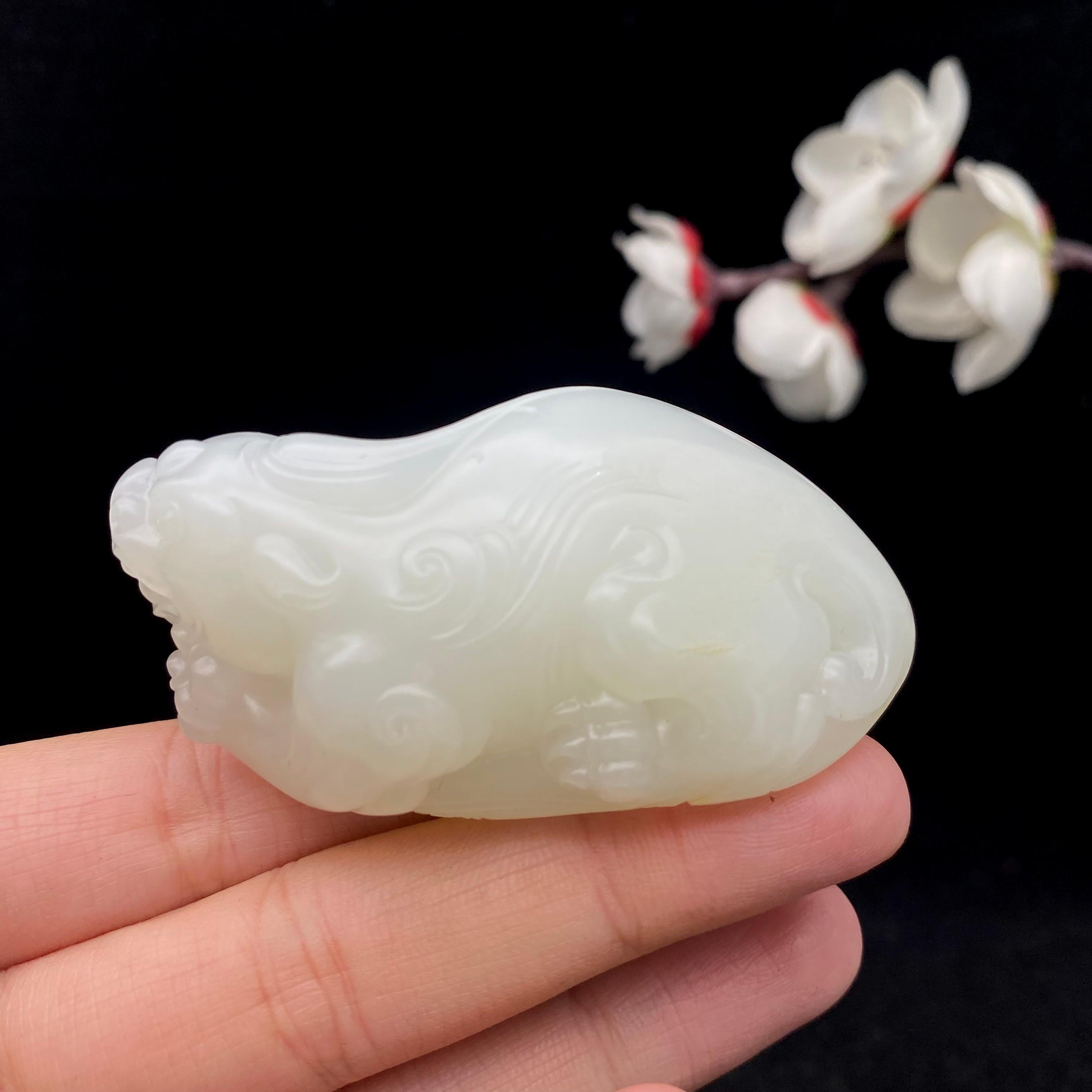 和田玉籽料貔貅【招财进宝】手把件（80.4g）