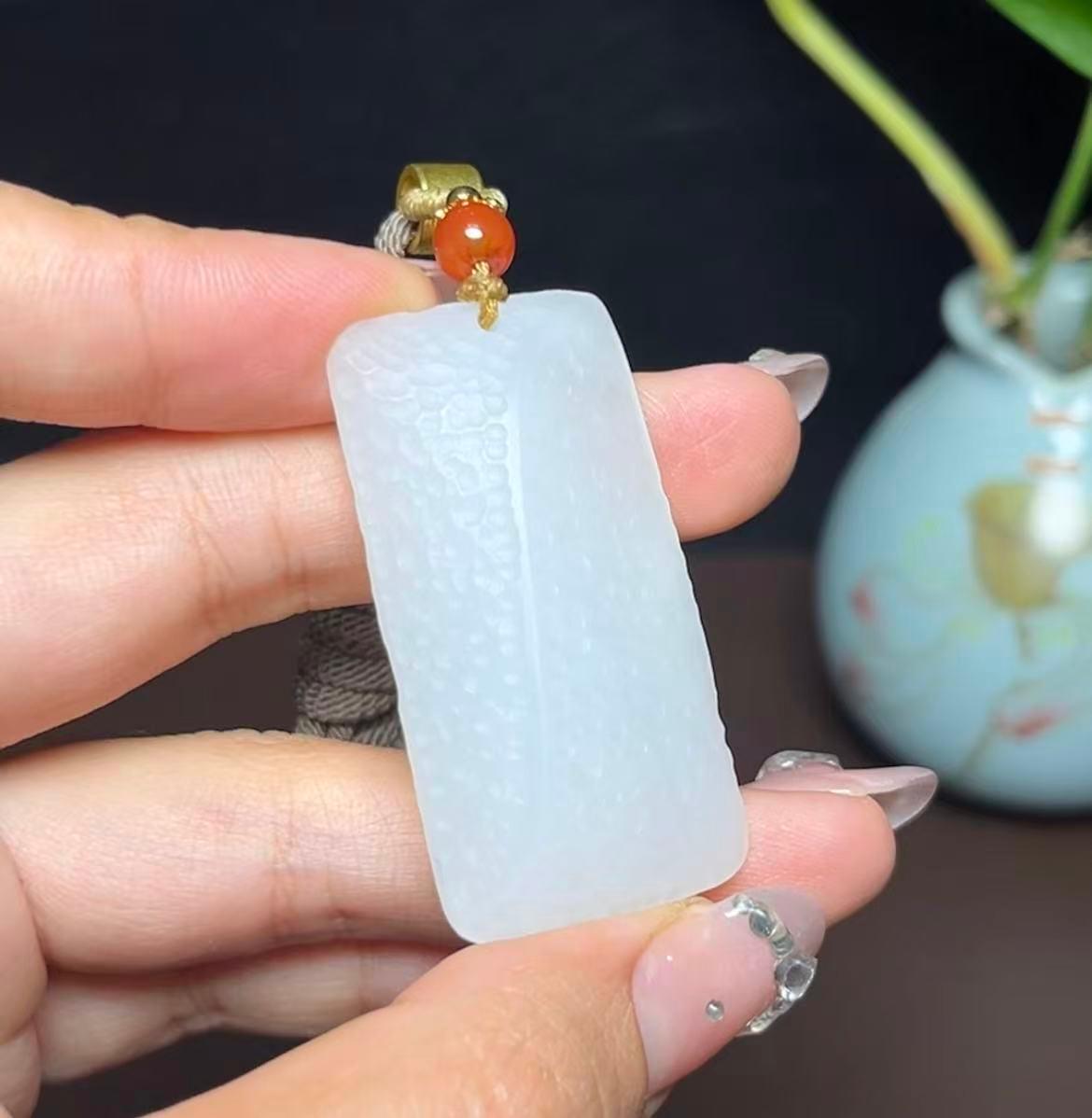 和田玉羊脂玉随形平安无事牌（22.5g）