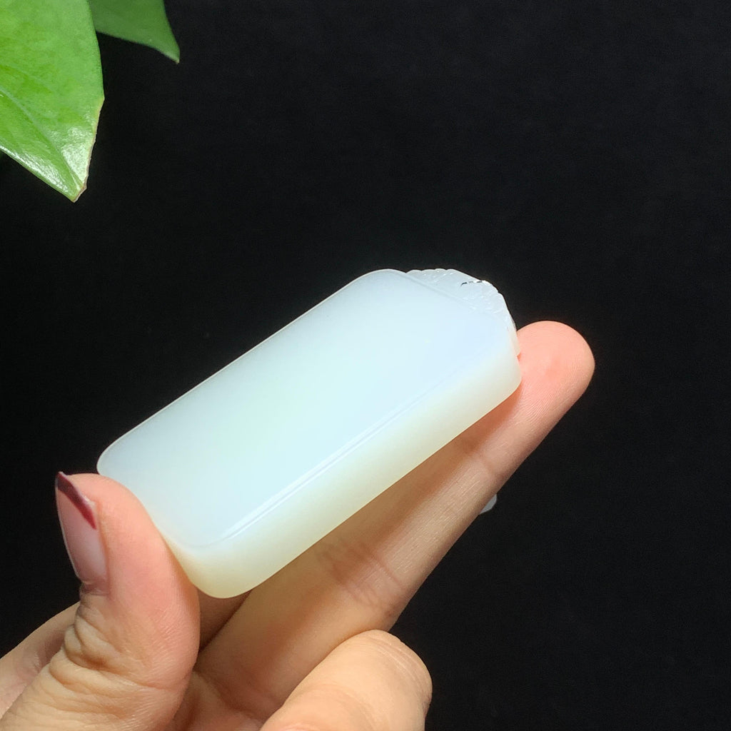 和田山料羊脂白玉无事牌挂件（68.7g）