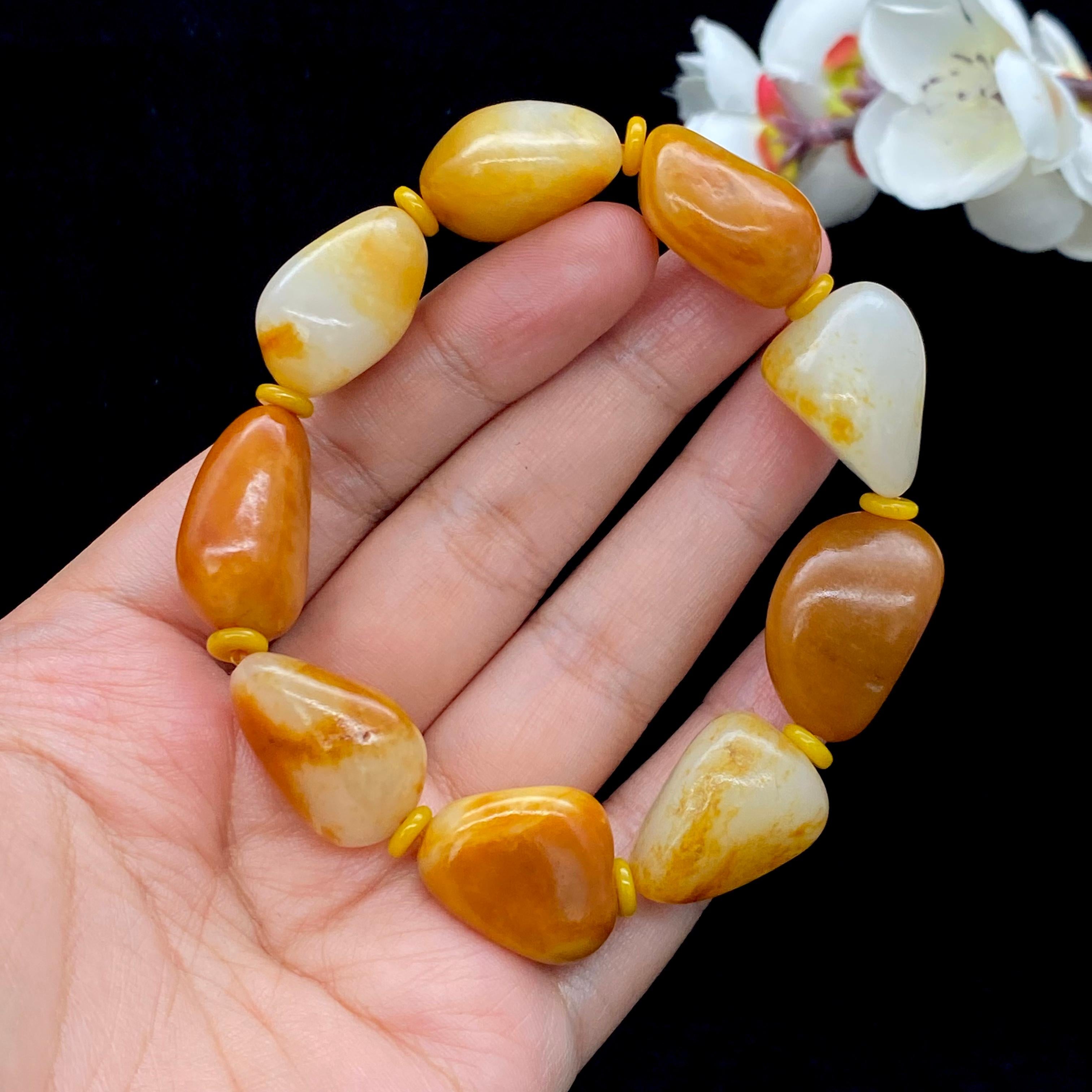 和田玉黄沁皮【精品手串】（66.3g）