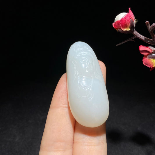 和田山料羊脂白玉观音（27.7g）