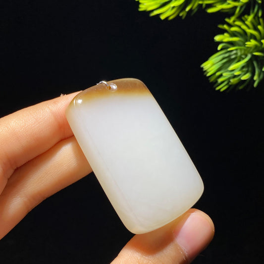 和田玉糖白玉无事牌90880224（34.0g）