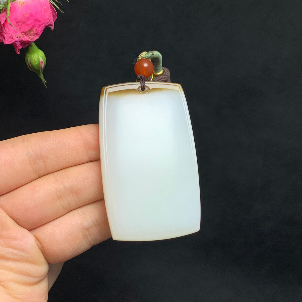 传承收藏级新疆且末糖白玉无事牌（g）