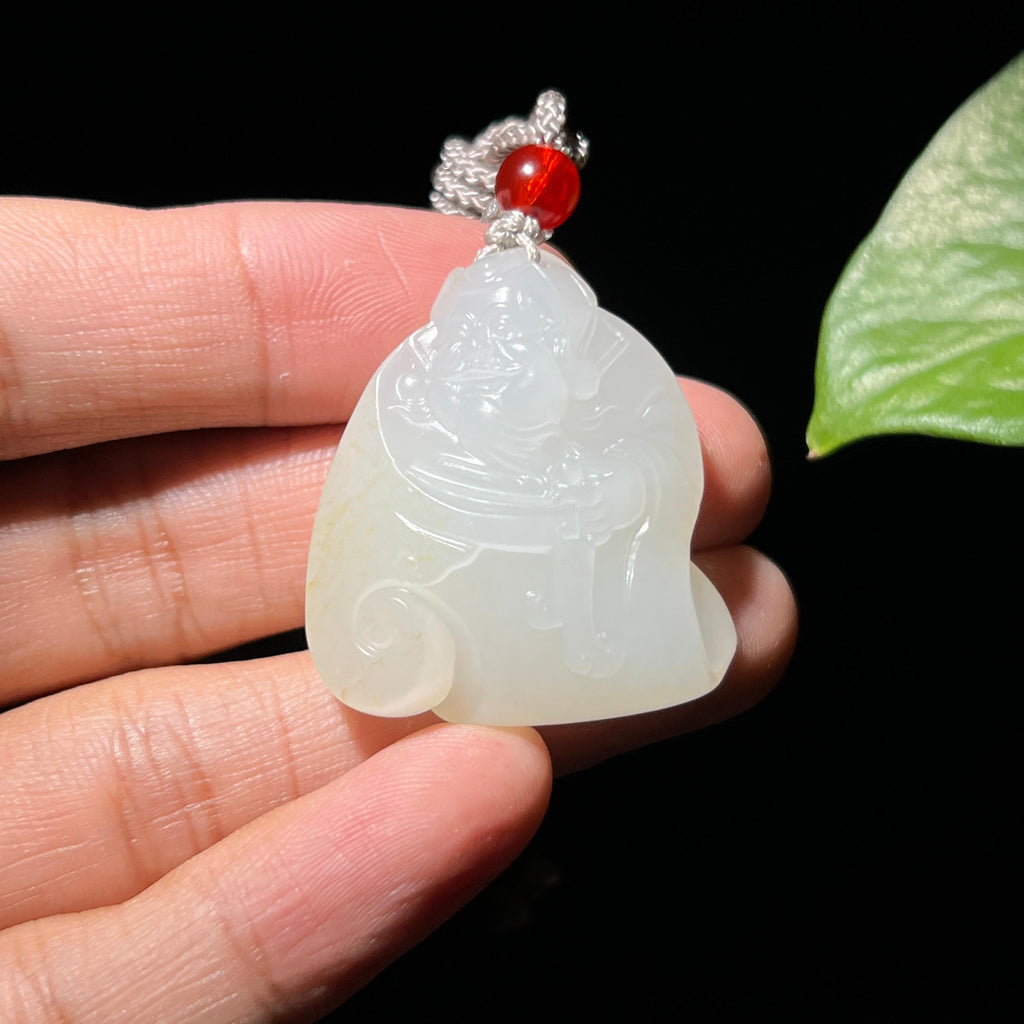 和田玉籽料洒金皮财神挂件（17.6g）