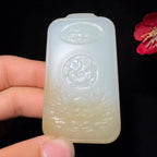 和田玉糖白观音佛挂件对牌（52.1g）