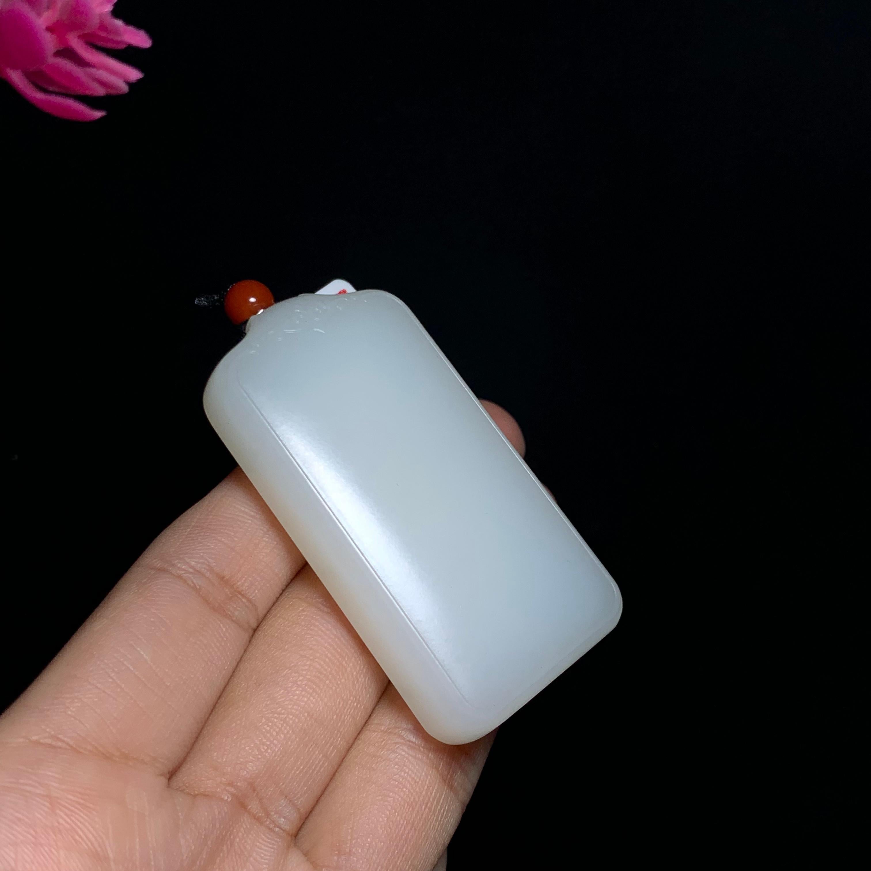 和田黑山料白玉平安无事牌（53.2g）