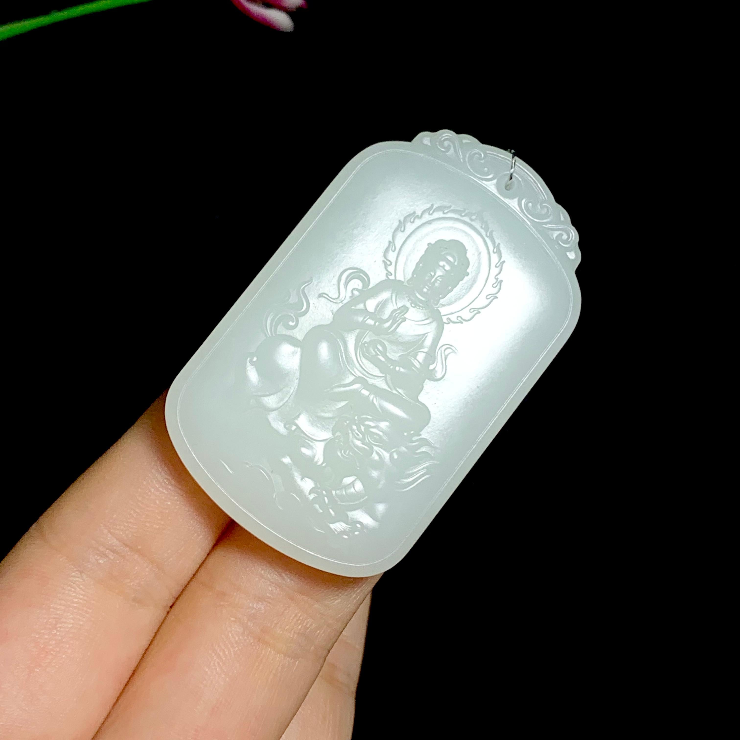 和田白玉玉龙观音挂件（36.2g）